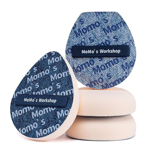 Blue Denim Makeup Sponges,Super Soft Blenders for Liquid Foundation, Dual Design (Egg + Flat Edge), Natural Skin-Like Finish, Rubycell, Makeup on Details Targeted, Travel Friendly & Reusable,2pcs