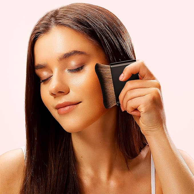 FUNAN Big Self Tanning Blend Brush, Professional Angled Makeup Brush, Foundation Makeup Brush Cream Powder Liquid,Face Neck Body Leg Tanning Makeup Black