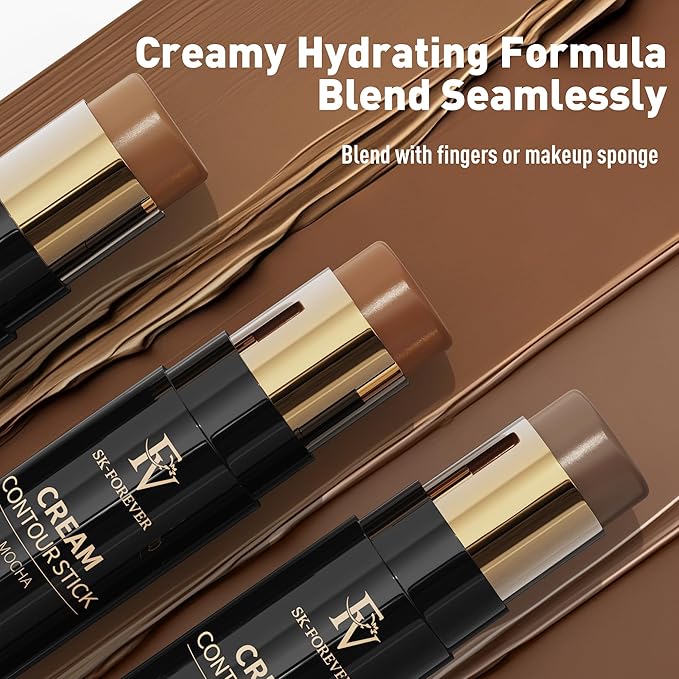 FV Cool Toned Contour Stick, Blendable & Smooth, Natural Finish, Waterproof & Long Lasting Face Shaping Makeup for Beginners, For Fair/Light Skin Tones, Cruelty-free, 01 Amber