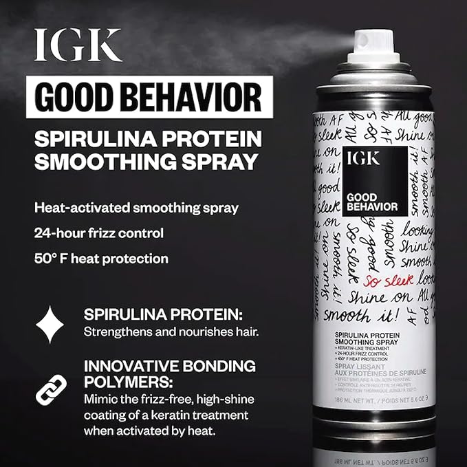 IGK Travel Hair Treatment Set | Antisocial Hair Mask + Good Behavior Spray | Overnight Bond-Building + Keratin Like Smoothing Spray | Vegan + Cruelty-Free | Set of 2