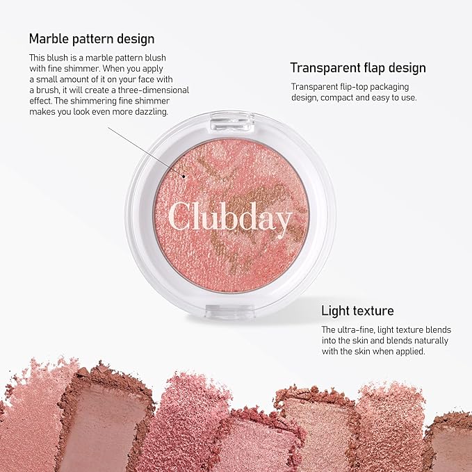 Marbleized Blush Powder Long-Lasting, Glowing Finish, Smooth & Blendable, Suitable for All Skin Tones, 0.12 Oz-02