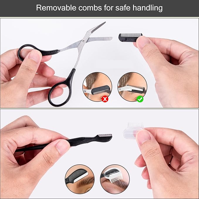 NAZQAT Eyebrow Grooming Kit for Women & Men for Eyebrow Trimming, Shaping, and Exfoliating - Includes Eyebrow Tweezers, Eyebrow Razor Tools, Eyebrow Scissors (Pack of 6)