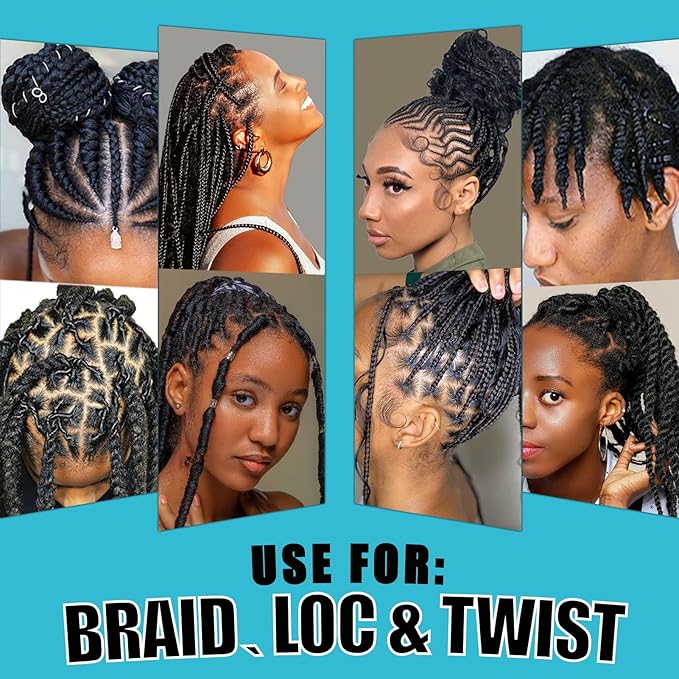 Goiple Braiding Gel Good for Twist, Locs, Braids, Edge No Flake Extra Hold High Shine Braid Gel & Edge Control, Loc Gel Long Lasting for Locks, Cornrows Smooths & Tames Frizz (Tea Tree)16 OZ, Blue