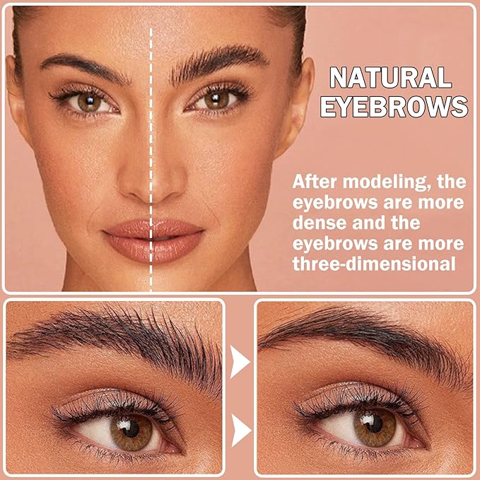 Eyebrow Pomade Brow Gel Pomade,Long Lasting Waterproof and Enhancers Eyebrow Soft Smooth,Eyebrow Makeup Gel with Eyebrow Brush for Girls and Women-Brown