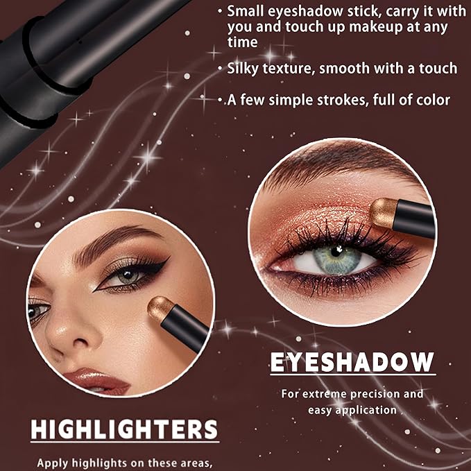 MAEPEOR Eyeshadow Stick Set 6 PCS Highly Pigmented Cream Eyeshadow Pen Waterproof and Long Lasting Shadow Pencil (Set 01)