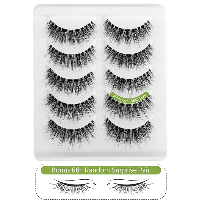 Frihappy False Eyelashes Cat Eye Lashes Fake Lashes Wispy Lashes Natural Eye Lashes Wispy Eyelashes D Curl Lashes BS40