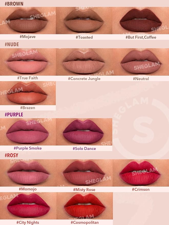 SHEGLAM Lip Liner Creamy Matte Pencil High Pigment Not Easy to Fade Silky Smooth Matte Contour Tint Lip Makeup-City Nights