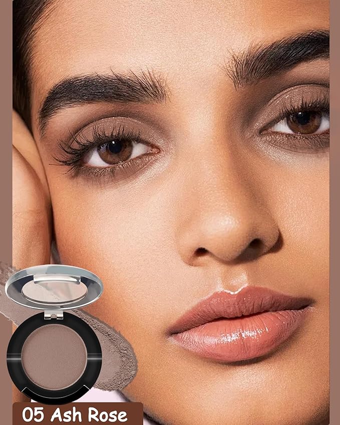 Single Matte Eyeshadow Palette, Ash Rose Waterproof Long Lasting Eye Shadow for Older Women, Highly Pigmented Ultra-fine Smooth Eyeshadow Powder Makeup with Lightweight & Ultra-Blendable Formula-B05