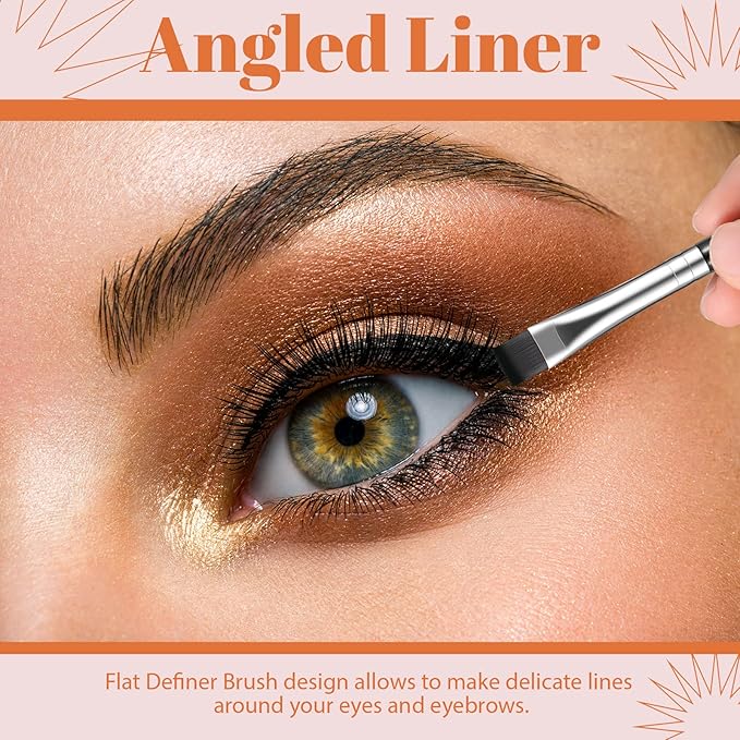12 Pieces Flat Eyeliner Eyebrow Concealer Brush Flat Definer Eyebrow Brush Firm Stiff Thin Synthetic Bristle Concealer Eyeliner Applicator with Gel Powder Cream Cake Makeup
