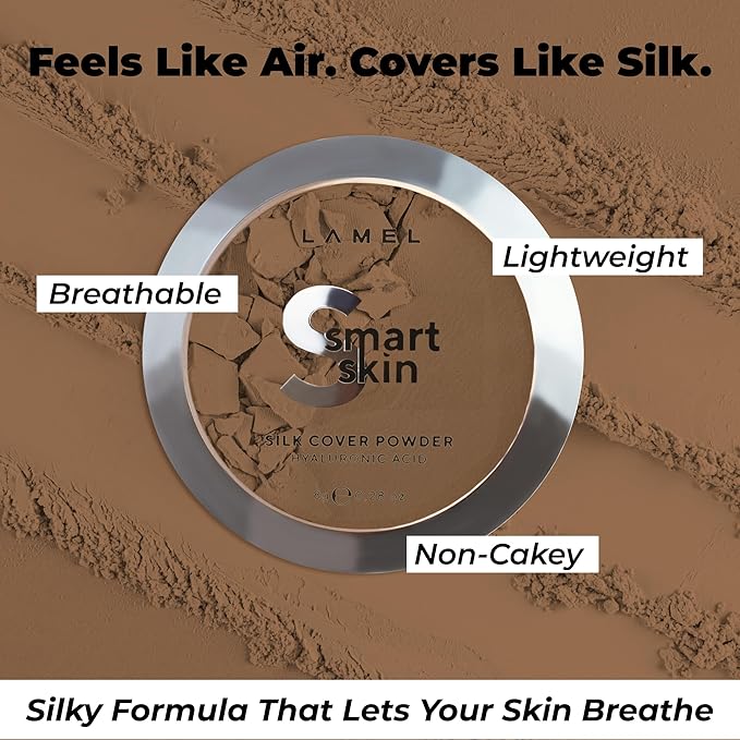Lamel Smart Skin Silk Compact Powder - Long Lasting Pressed Finishing Powder - Oil Control Makeup, Suitable for Dry Skin, Lightweight Formula - 406 Caramel 0.28 oz