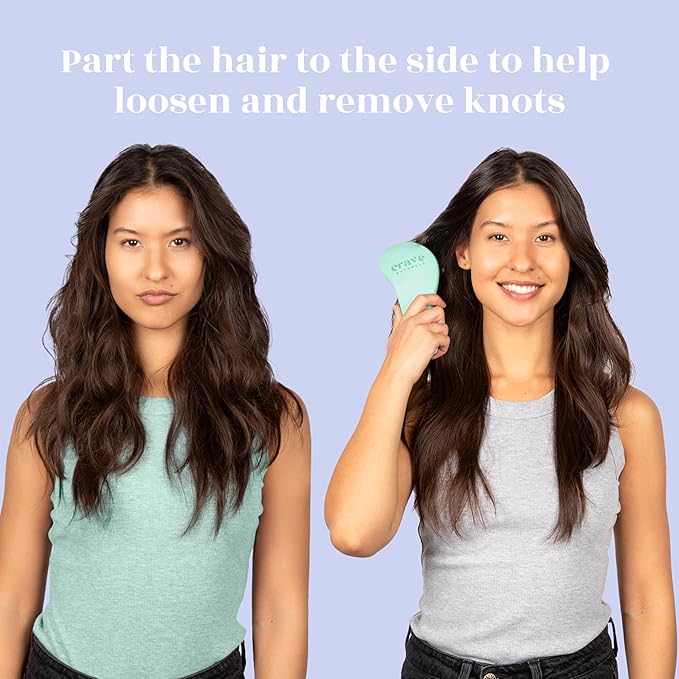 Crave Naturals Glide Thru Detangling Brush For Natural, Curly, Straight, Wet or Dry Hair - Gentle Detangler Styling Tool for Adults, Kids, Toddlers and Little Girls - 7.5 x 3 in, Turquoise
