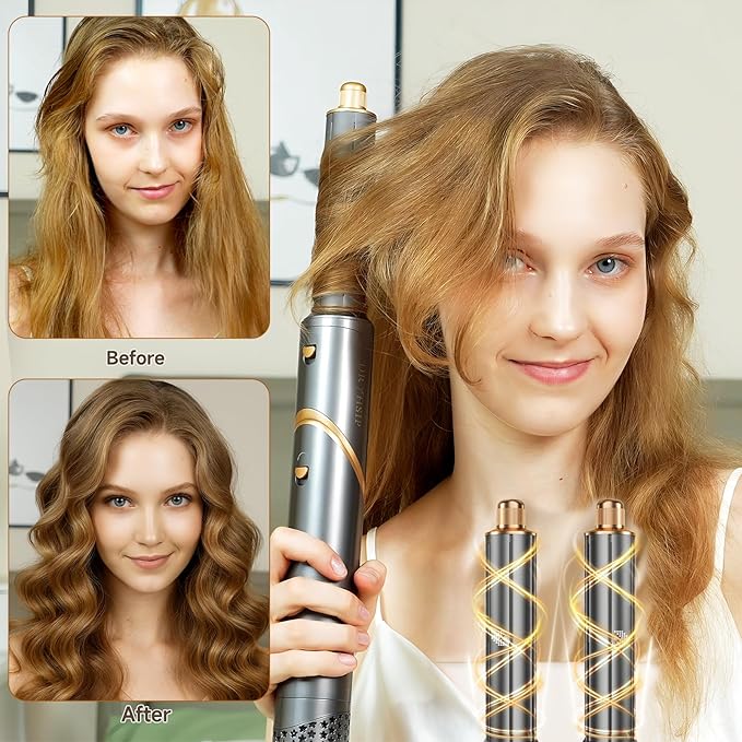 8 in 1 Wrap Air Hair Styler & Blow Dryer Brush - 110,000 RPM High-Speed, Foldable Ionic Hot Air Styler for Fast Drying, Volumizing & Curling, Multi-Styling Tool (Holiday Gifts for Women)