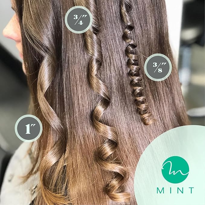 MINT Professional Clamp-Free Curling Wand 3/8 Inch for Long Hair | Extra Long Curl Wand 4-Heater Ionic Ceramic Tourmaline Barrel | Best Curling Wands | Adjustable 230-430°F | Worldwide Dual Voltage