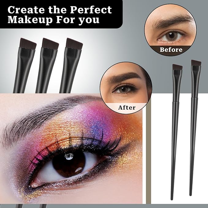 50 Pcs Eyebrow Tint Brushes Angled Eyeliner Brushes Eyebrow Brush Applicator, Ultra Thin Angled Eyeliner Eyeshadow Makeup Brush Applicator