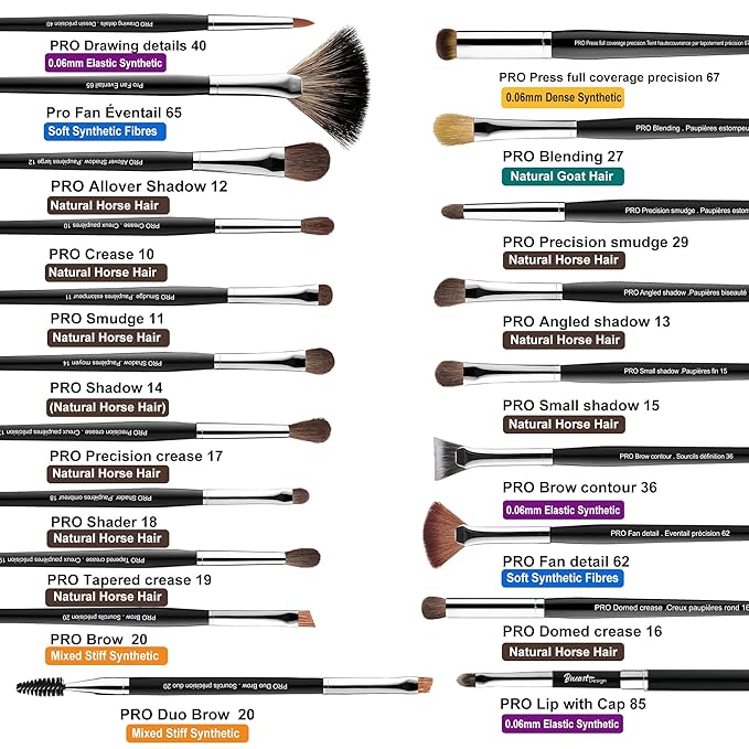 Bueart Design 36Pcs PRO Grade Natural Goat Hair Pony Bristles Makeup Brushes Set with Super Holder Professional-Grade Precision & Luxury Brush for beauty enthusiasts&professionals Makeup Artist