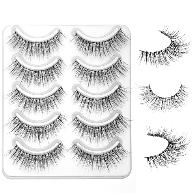 Frihappy Lashes Wispy Natural Lashes Natural Look Natural Eyelashes Wispy Eyelashes False Eyelashes Natural Fake Lashes Clear Band Lashes SP59