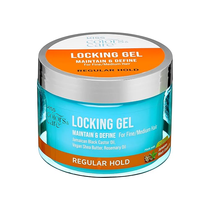 KISS COLORS & CARE Locking Gel, 6 oz - starts and maintains locs with long lasting hold and no build up, for Fine to Medium Hair Types, made with Castor Oil, Shea Butter & Rosemary Oil (Pack of 2)