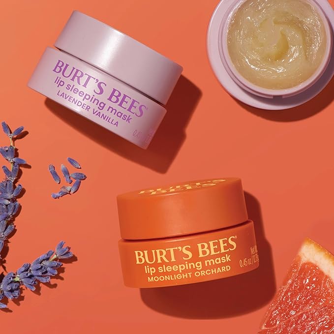 Burt’s Bees Back To School Dorm Essentials, Moonlight Orchard Lip Sleeping Mask, With Hyaluronic Acid and Squalane Moisturizer To Instantly Hydrate Lips, Overnight Lip Mask, Lip Treatment, 0.45 oz.