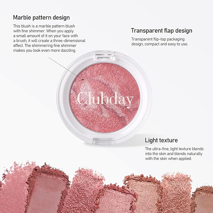 Marbleized Blush Powder – Long-Lasting, Glowing Finish, Smooth & Blendable, Suitable for All Skin Tones, 0.12 Oz – Shade 03