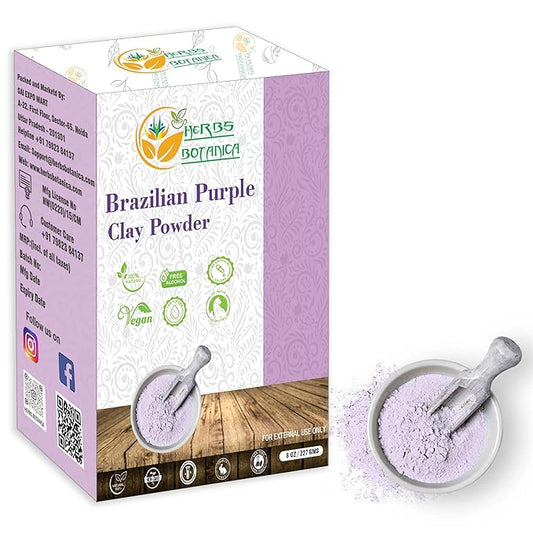 Brazilian Purple Clay Powder Detoxify Skin & Hair Natural Beauty & Skincare DIY Clay for Soap, Facial Cleansing Mask, Bath Bombs, Body Wash Making 8 oz