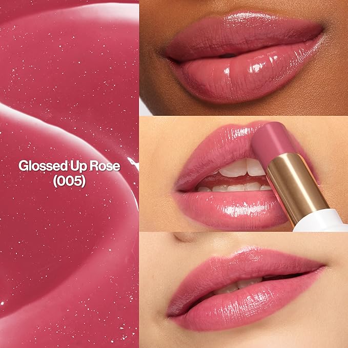 REVLON Super Lustrous Glass Shine Balm, Hydrating Tinted Lipstick, Sheer, Glossy Shiny Finish, 005 Glossed Up Rose, 0.11 oz