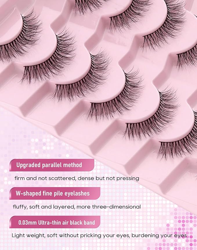 Frihappy Natural False Eyelashes Cat Eye Lashes Natural Eyelashes Wispy Lashes Fake Eyelashes Natural Look False Lashes Mink Lashes FRH-243