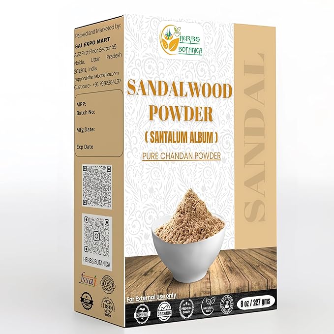 Chandan Sandalwood Powder Natural 227gm / 8 oz For Skin, Face Pack, Face Mask, Worship Tilak, Auspicious Occasions 100% Natural, Soothing, Cleansing, Wrinkles