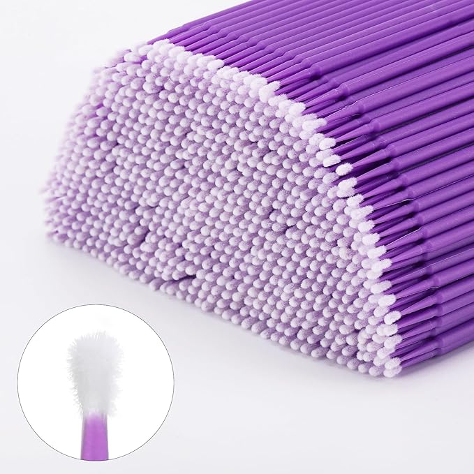 Tbestmax 1200 Pcs Micro Applicator Brush, Micro Swabs, Disposable Eye Lashes Mascara Wands for Eyelash Extension(Purple)