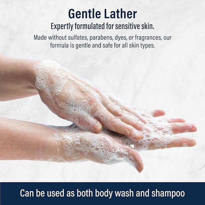 Dr. Eddie's Dermal Defense Sensitive Skin Body Wash - Unscented Body Soap, Hydrating Eczema Bodywash & Shampoo for Women & Men, Gentle Dry Itchy Skin Relief for Adults, Natural Ingredients - 8 fl oz