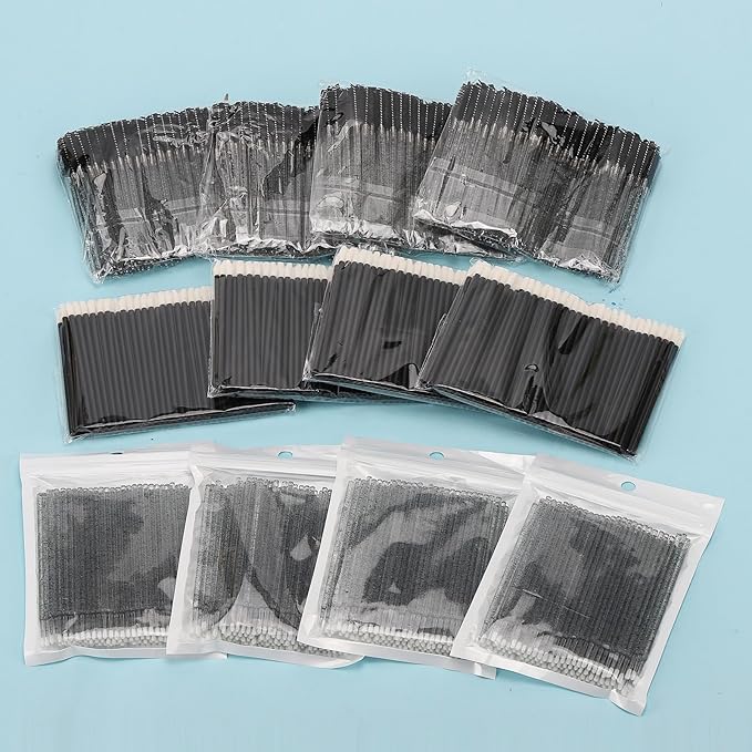 1500 Pcs Eyelash Extension Supplies Kit, 500 Spoolies Mascara Wands 500 Lip Brushes 500 Micro Swabs Black, Disposable Eyelash Brushes Makeup Applicator Tool with 3 Reusable Containers