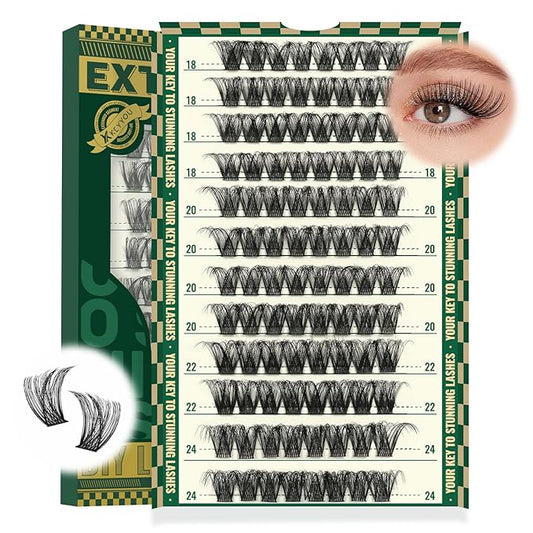 Lash Clusters 96pcs Eyelash Clusters D Curl 18-24MIX Cluster Lashes KEYYOU Volume Wispy Lash Extension Soft&Comfortable Easy DIY at Home(Y01,D-18-24MIX)