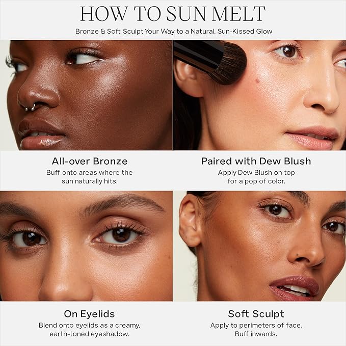 Saie Sun Melt Cream Bronzer - Buildable Balm Face Bronzer for Effortless Sculpting - Cream Contour Enriched with Vitamin C, Nourishing Skincare Ingredients & a Natural Finish - Medium Bronze (1 oz)