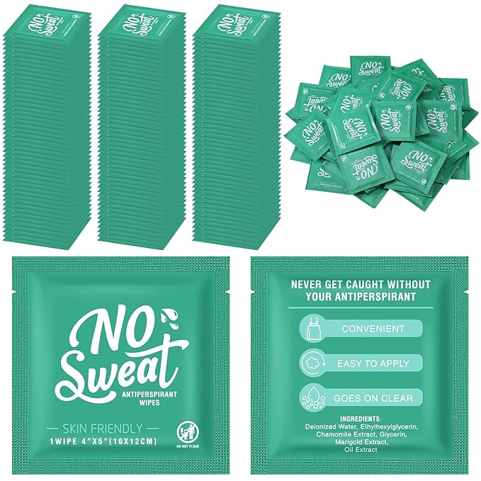 Timgle 150 Pcs Mini Travel Deodorant Wipes Individually Wrapped Armpit Antiperspirant Deodorant Sweat Body Wipes for Women Men Teens Sports Travel Clean Skin Underarm Excessive Sweating(Fresh)