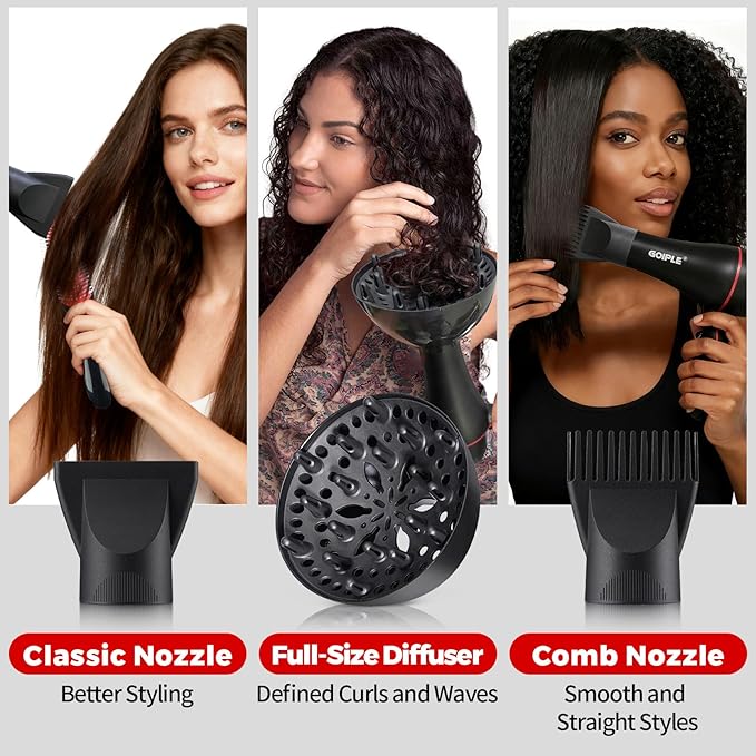 13Pcs Ionic Constant Temperature Hair Blow Dryer Kit - Lightweight, Low Noise, 1800W Professional Blowdryer Set for Women and Men
