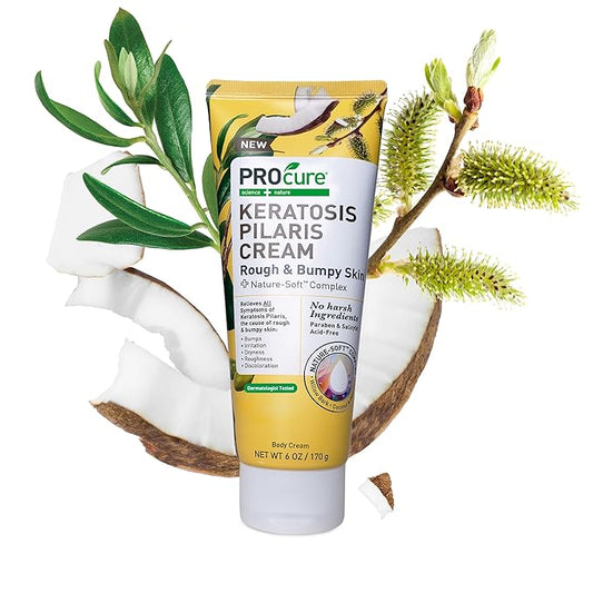 Procure Keratosis Pilaris Cream – 6 oz Exfoliating Body Lotion with Glycolic Acid & Willow Bark Complex, Soothes Rough, Bumpy “Strawberry Skin”, Clean & Hypoallergenic