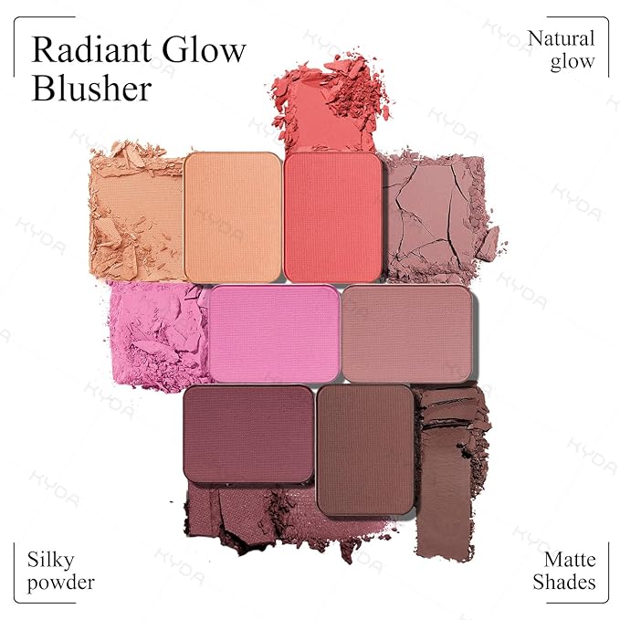 KYDA Powder Blush, Radiant Glow Face Blush, Buildable Matte Cheeks Color, Ultra-fine Lightweight Powder Blusher, Lasting Moisturizing, Mahogany