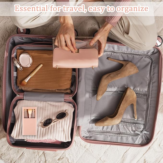Travel Makeup Brush Set Apricot 5 Pcs Mini Makeup Brushes with Case and Mirror Portable Small Complete Function Cosmetic Brushes Kit Basic Cosmetic Profesional Tools for On The Go