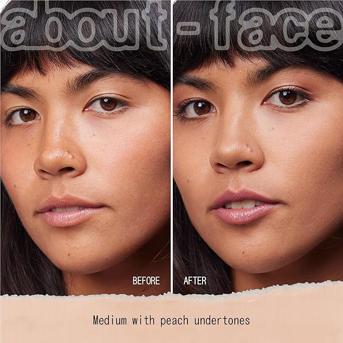 about-face THE PERFORMER Skin-Focused Foundation M3Peach – Medium Coverage, Long-Wear, Breathable & Buildable Base – Clean, Vegan, Hydrating Formula with Blue Agave & Chlorella – 1.08oz