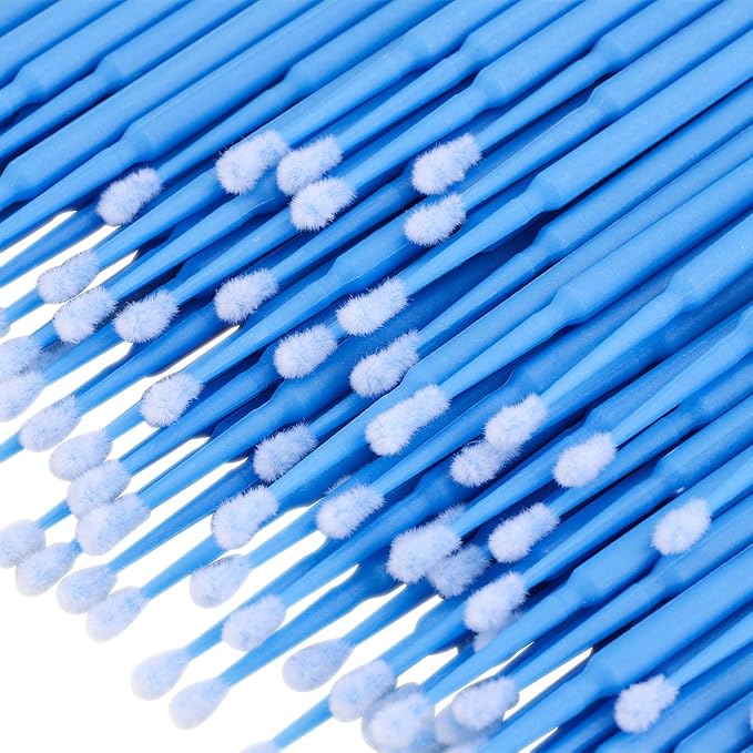 BTYMS 200 Pieces Disposable Micro Applicators Brush Dental Mascara Brushes Micro Swabs Microbrush for Lash Extensions