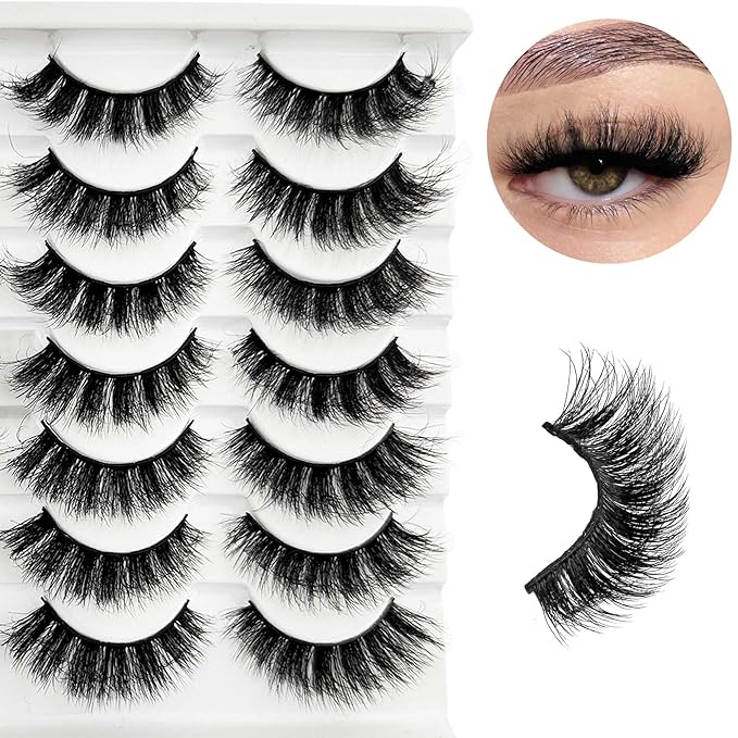 Yasnai Lashes Fluffy Thick False Eyelashes Faux Mink Lashes Fake lashes 14 Pairs Pack 9D Wispy Cat Eye Lashes