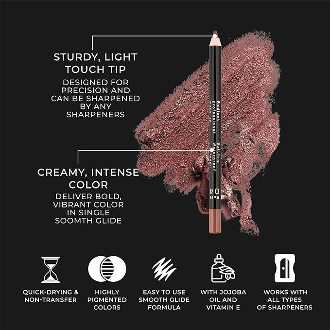 Radiant Professional Waterproof Lip Liner Pencil - Long Lasting Lip Liner for Defined Lips - Soft & Creamy Lipliner with Vitamin E - 1.20 g, (01 CARAMEL)