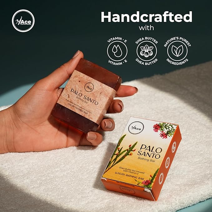 MY ACE Palo Santo Bathing Bar – Handmade with Palo Santo Essential Oil & Coconut Oil, SLES & Paraben Free, Enriched with Shea Butter & Vitamin E – Relaxing & Moisturizing