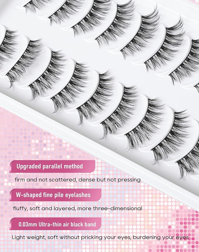 Frihappy Cat Eye Lashes 3/4 Lashes Mink Lashes Wispy Lashes False Eyelashes Natural Look False Lashes 14mm Lashes 3D Air-Gygnus
