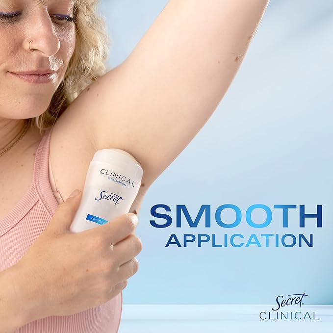 Secret Clinical Strength Antiperspirant Deodorant for Women, 3X Stress Protection, 72hr Sweat & Odor Protection, PH Balancing Minerals, Clear Gel, Completely Clean Scent, 2.6 oz (Pack of 2)