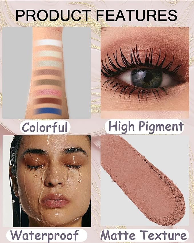 Single Matte Eyeshadow Palette, Ash Rose Waterproof Long Lasting Eye Shadow for Older Women, Highly Pigmented Ultra-fine Smooth Eyeshadow Powder Makeup with Lightweight & Ultra-Blendable Formula-B05