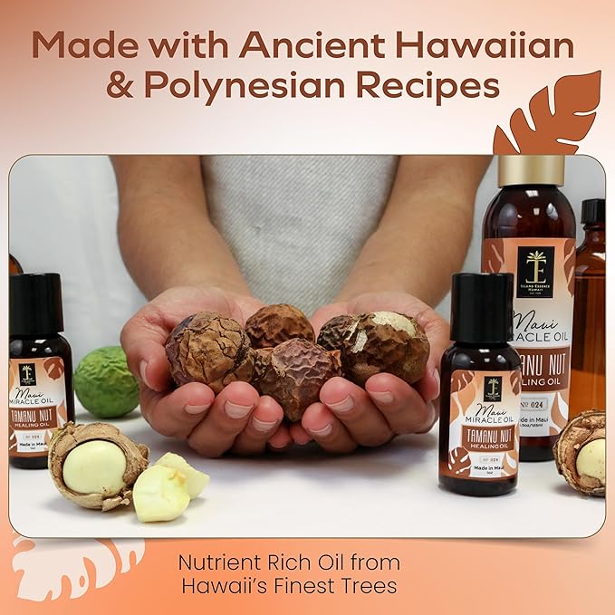 Island Essence Tamanu Miracle Oil – Maui Miracle Blend with Organic, Cold-Pressed & Virgin Tamanu Nut Oil for Skin, Face & Hair Care – 4.5 oz Bottle for Body Massage - Massage oils