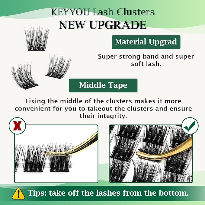 Lash Clusters,96 Pcs Cluster Lashes D Curl 10-18MIX DIY Lash Extensions Eyelash Clusters,KEYYOU Volume Wispy Individual Lashes Soft&Comfortable Easy DIY at Home(Y30,D-10-18MIX)