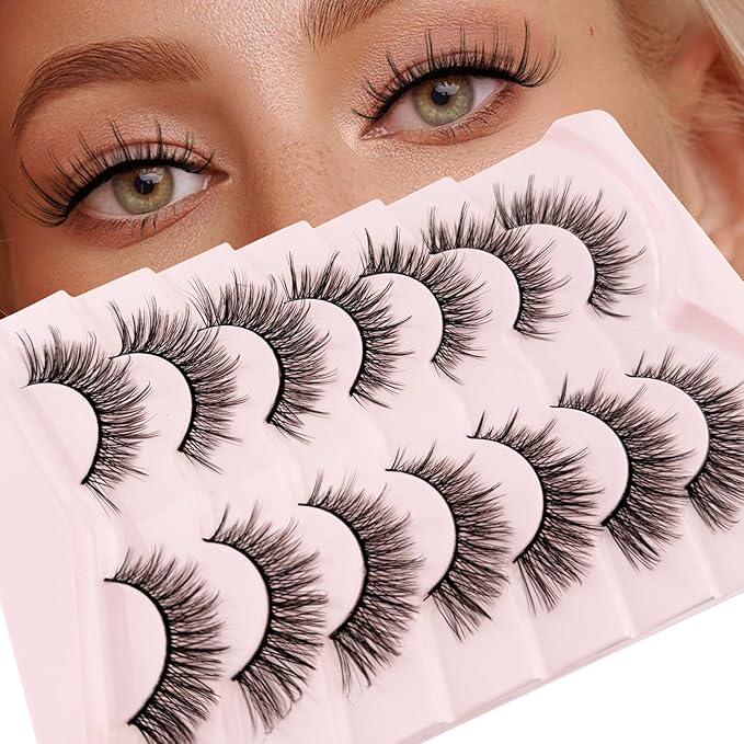 Natural Look Lashes Yasnai Wispy Cat Eye Lashes False Eyelashes Lashes Fake Lashes Eyelashes 7 Pairs Pack