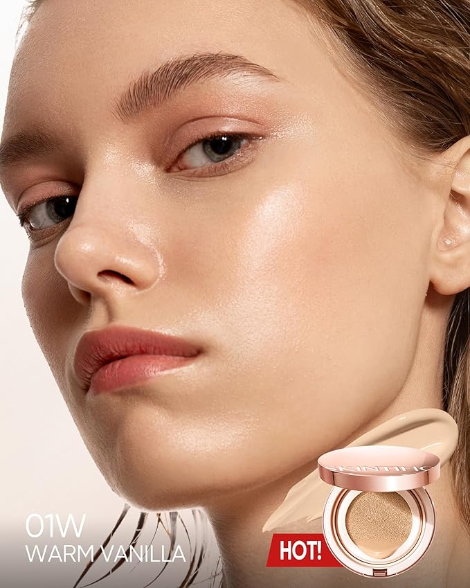 Full Coverage Cushion Foundation, Weightless, Skin Fit, Satin Glow Finish, Oil-Control Waterproof Foundation, Sweatproof Flawless BB Cream CC Korean Makeup