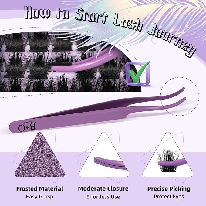 B&Q Lash Extension Kit F05 Eyelash Extension Kit 144 PCS Ultralight Eyelash Clusters Lash Clusters Kit 8-18MIX DIY Ultra-Soft False Eyelashes at Home with Lash Applicator Tools (Kit，F05)